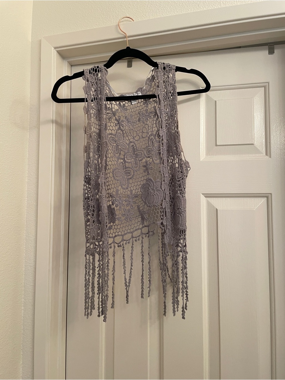 Cotton On Periwinkle Crochet Fringe Vest